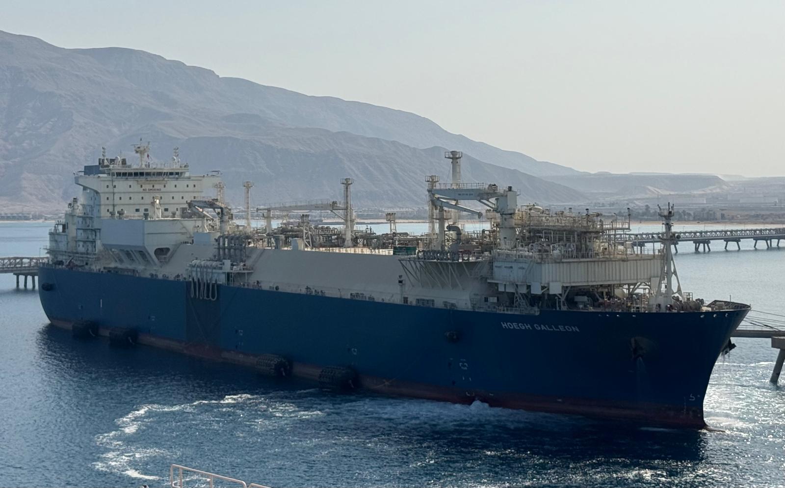 The FSRU Hoegh Galleon moored at the SUMED LNG terminal jetty at Ain Sukhna on the Gulf of Suez